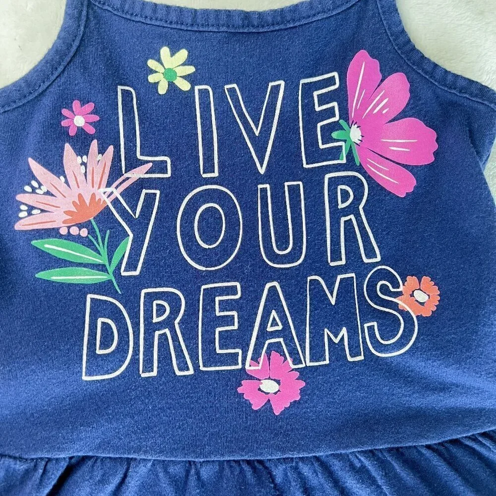 Carter's Baby Girl's Tank Top | 12 Months | Navy | Tropical | Live Your Dreams